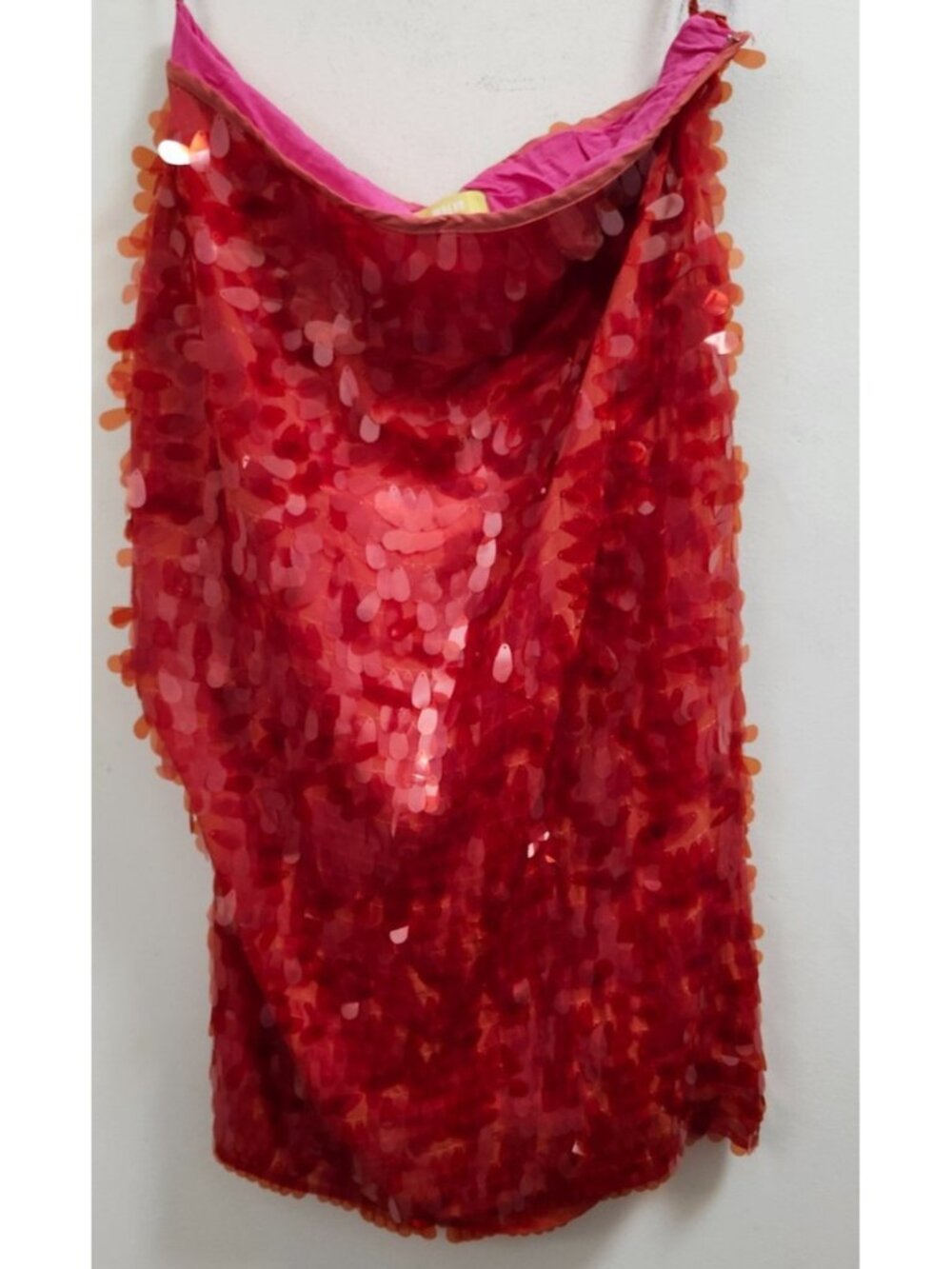 Anthropologie Maeve Sequin Midi Skirt Size 12 Coral Orange Paillette Party - Picture 4 of 14